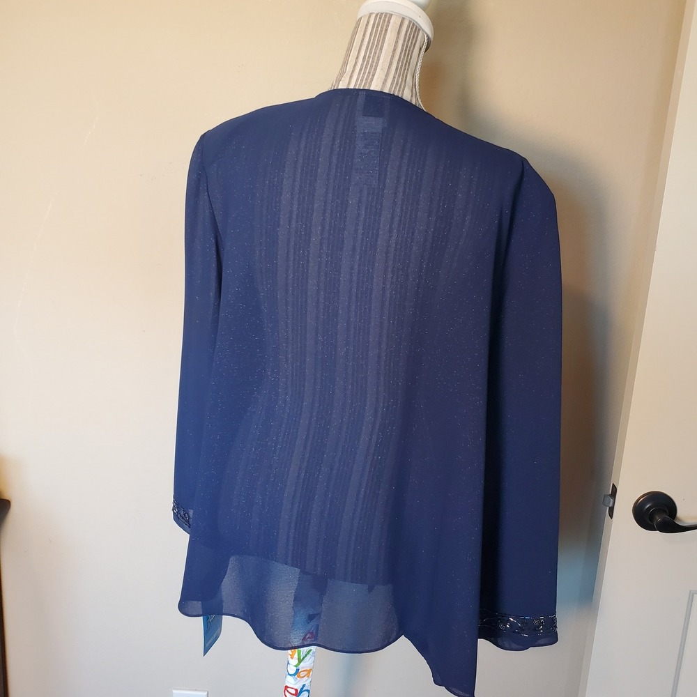 R&M Richards Navy Blue Beaded Evening Jacket Plus Size 24WP Karen Kwong - Picture 8 of 8